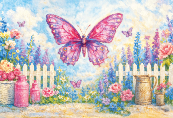 Fabric Photography Background Set Children's with Butterfly / Backdrop 7202 