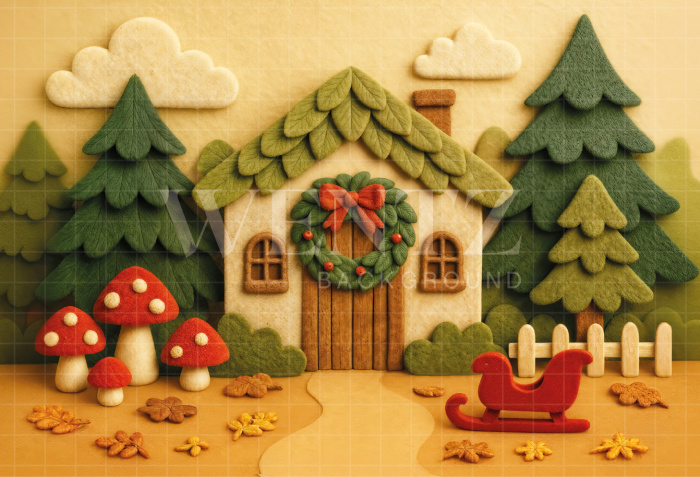 Fabric Photography Background Christmas House / Backdrop 7210