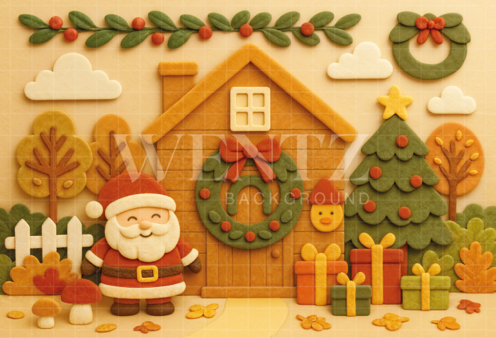 Fabric Photography Background Christmas House / Backdrop 7212