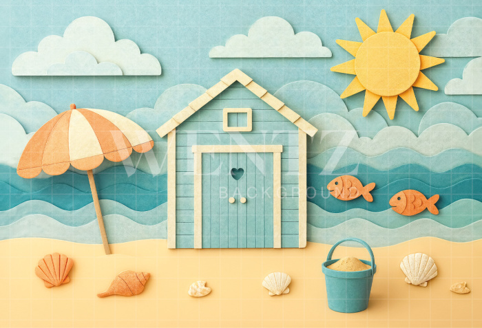 Fabric Photographic Background in Summer Beach / Backdrop 7221