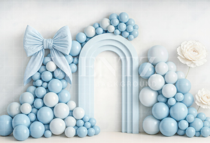 Fabric Photography Background Cake Smash with Bow and Balloons / Backdrop 7224