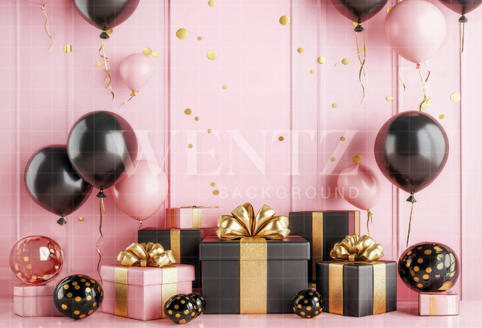 Fabric Photographic Background with Balloons and Gifts / Backdrop 7281