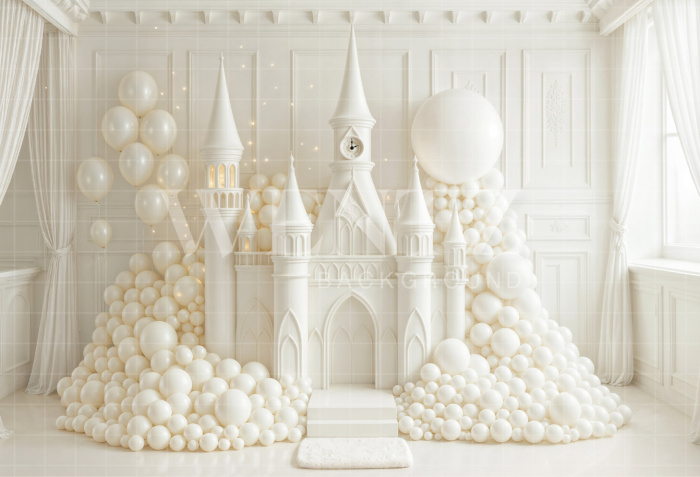 Fabric Photography Background Castle with Balloons Smash the Cake / Backdrop 7097