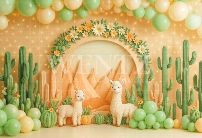 Fabric Photography Background Children's Llamas Backdrop 7100