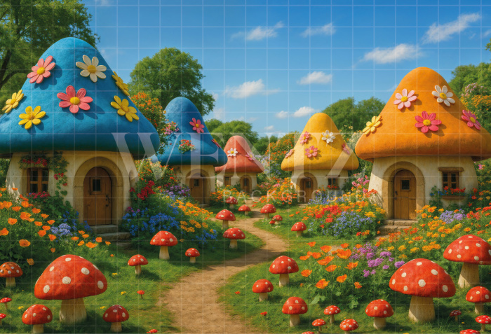 Fabric Photography Background Mushroom Forest / Backdrop 7351