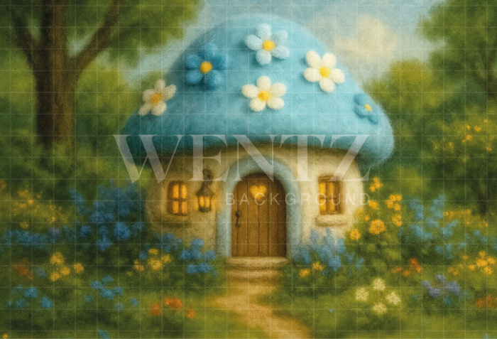 Fabric Photography Background Mushroom House / Backdrop 7349