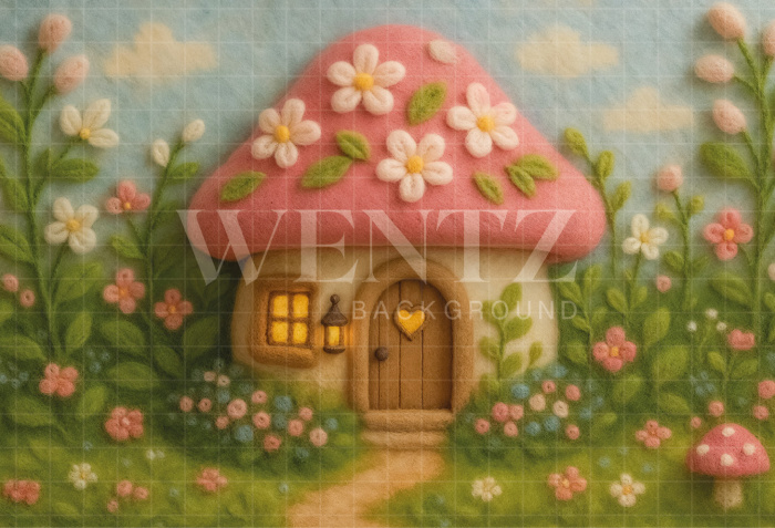 Fabric Photography Background Mushroom House / Backdrop 7363