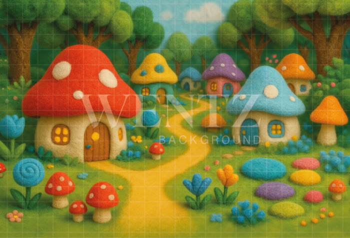 Fabric Photography Background Mushroom Forest / Backdrop 7368