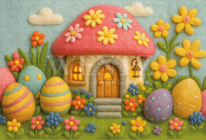 Fabric Photography Background Mushroom House / Backdrop 7369