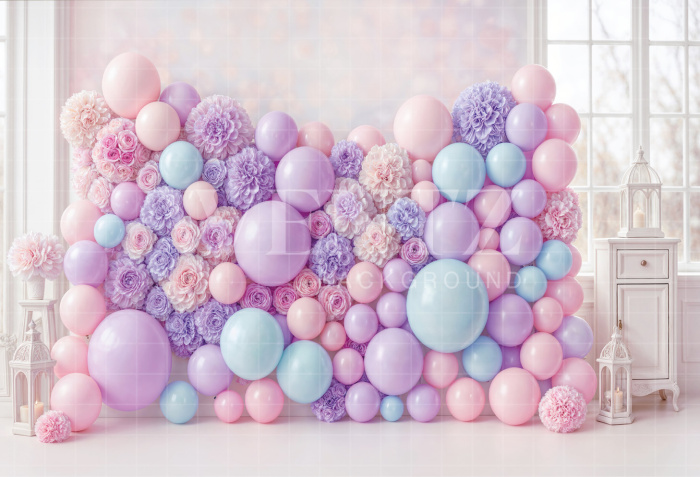 Fabric Photography Background Set with Balloons / Backdrop 7112 