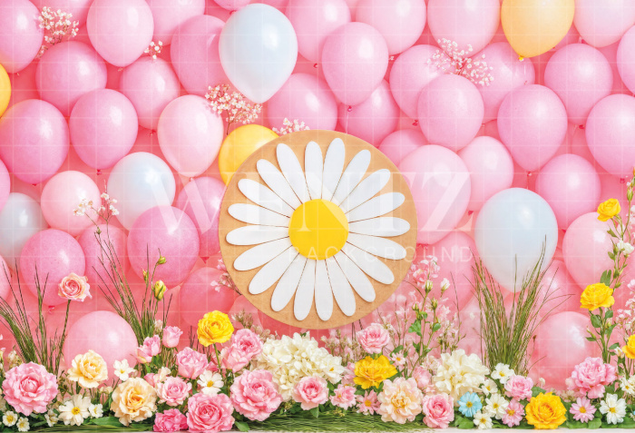 Fabric Photography Background with Balloons / Backdrop  7154