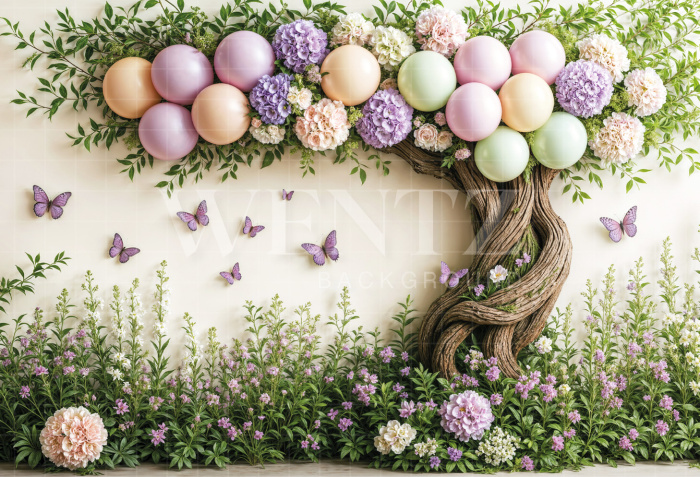 Fabric Photography Background Tree with Balloons / Backdrop 7159