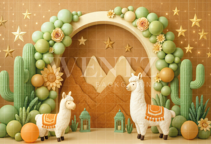 Fabric Photography Background Children's Llamas Backdrop 7160