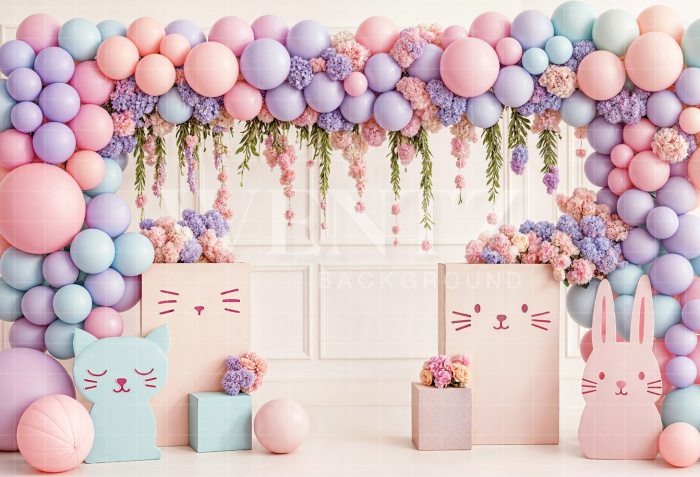 Fabric Photography Background Set with Balloons / Backdrop 7173