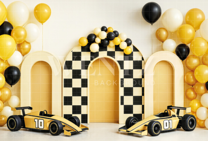 Fabric Photography Background Yellow Car / Backdrop 7174