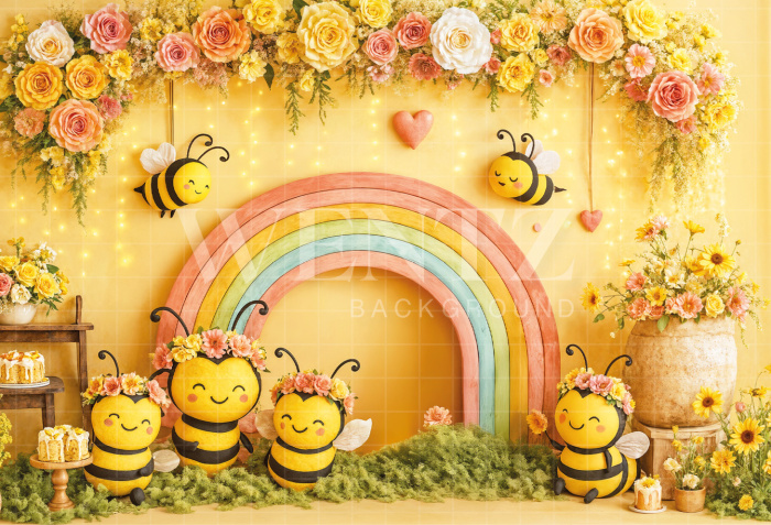 Fabric Photography Background Cake Smash Bees / Backdrop 7149