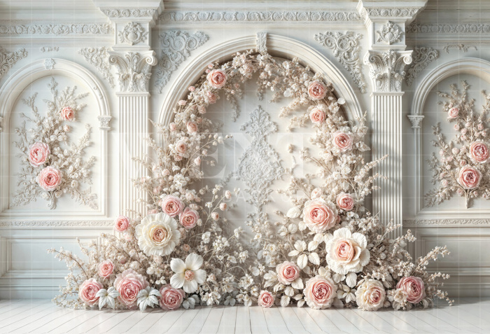 Fabric Photography Background Mother's Day Arch with Flowers / Backdrop 6839