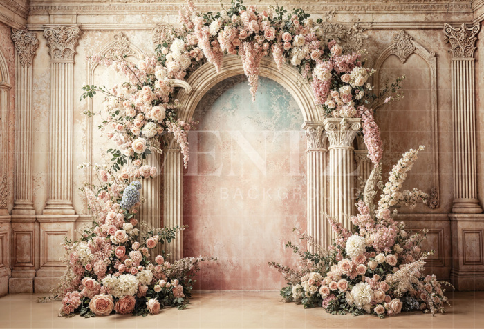 Fabric Photography Background Mother's Day Floral Arch / Backdrop 6874