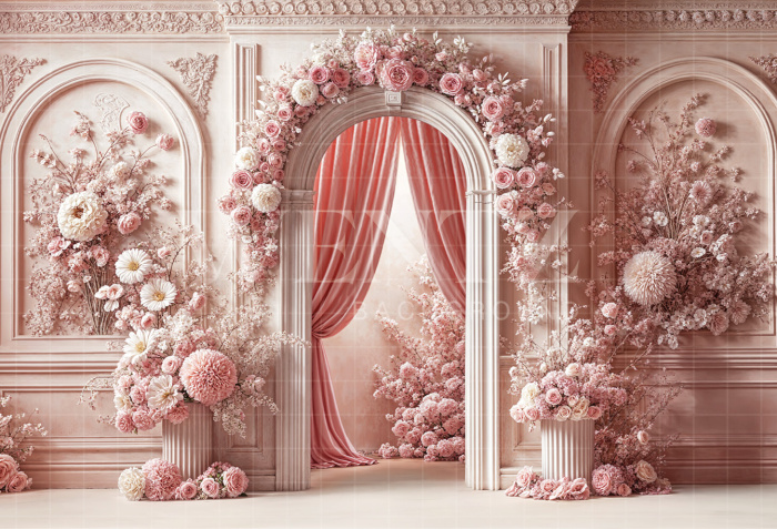 Fabric Photography Background Mother's Day Floral Arch / Backdrop 6876