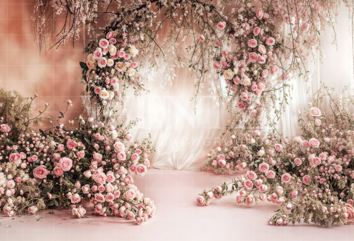 Fabric Photography Background Mother's Day Floral Arch / Backdrop 6870