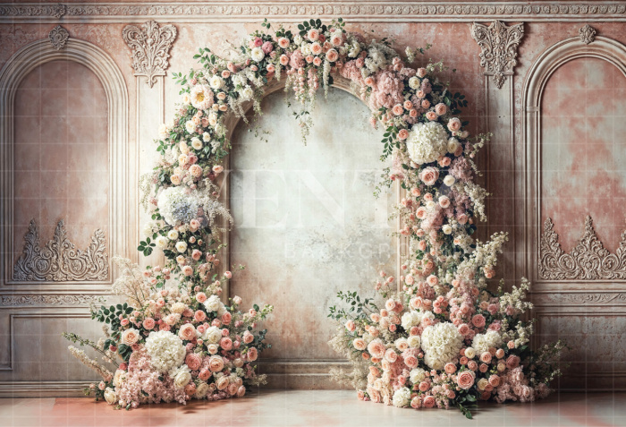 Fabric Photography Background Mother's Day Floral Arch / Backdrop 6879