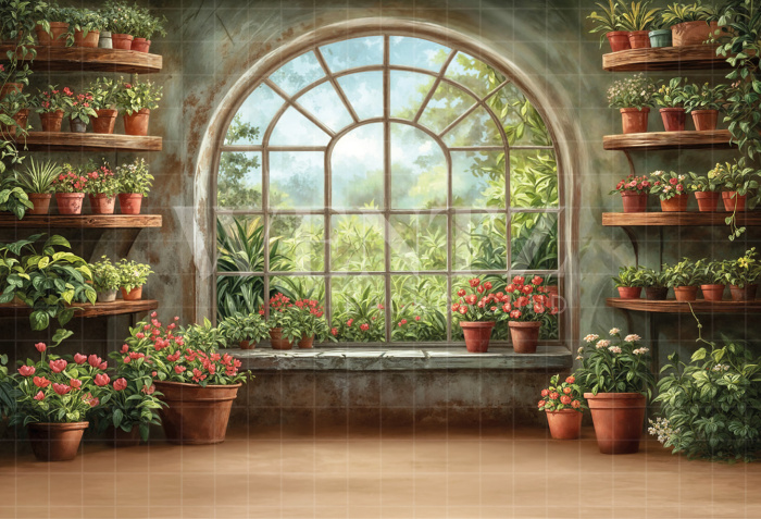 Fabric Photography Background Mother's Day Flower Greenhouse / Backdrop 6895