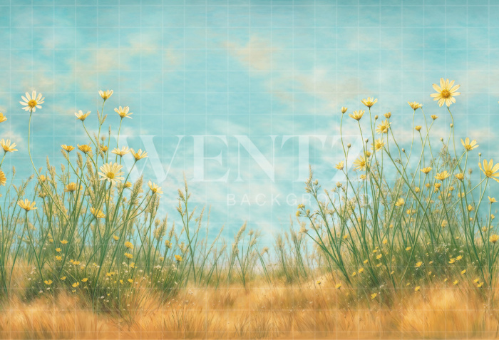 Fabric Photography Background Mother's Day Field of Flowers / Backdrop 6910