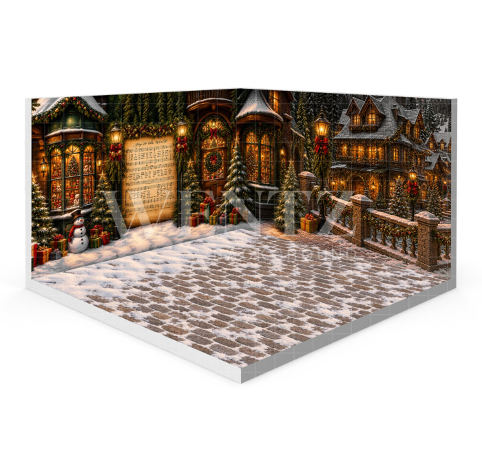 Fabric Photography Background Christmas Village Set 3D / WTZ206
