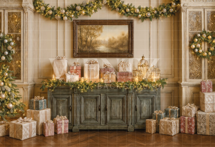 Fabric Photography Background Christmas Room / Backdrop 7407