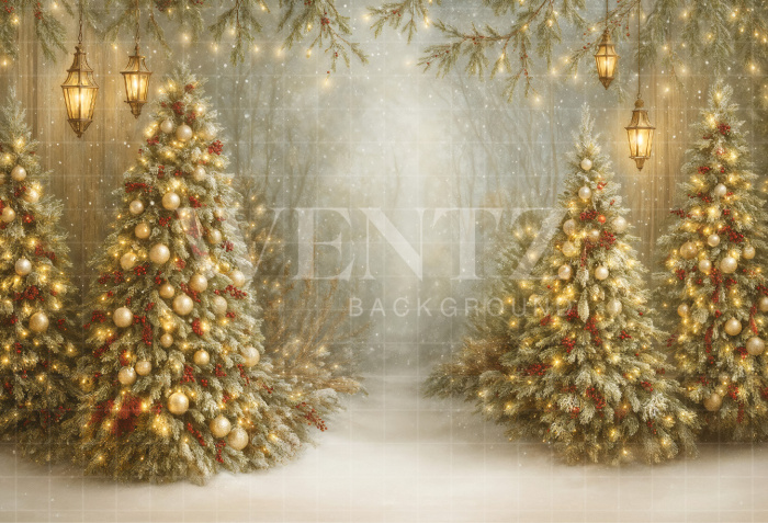 Fabric Photography Background Christmas Pine Trees / Backdrop 7416