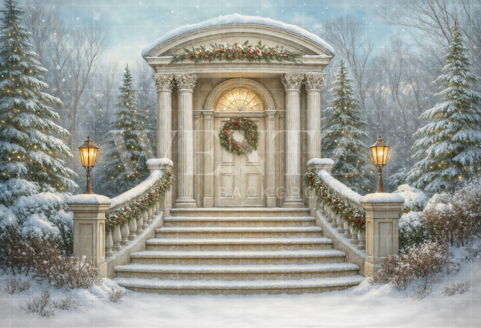 Fabric Photography Background Christmas Facade / Backdrop 7420