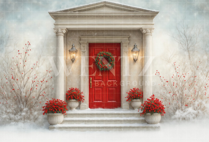 Fabric Photography Background Christmas Facade / Backdrop 7424