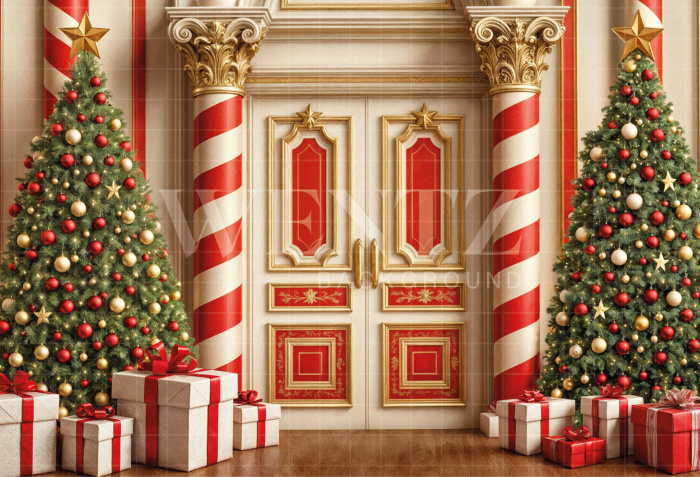 Fabric Photography Background Christmas Facade / Backdrop 7442