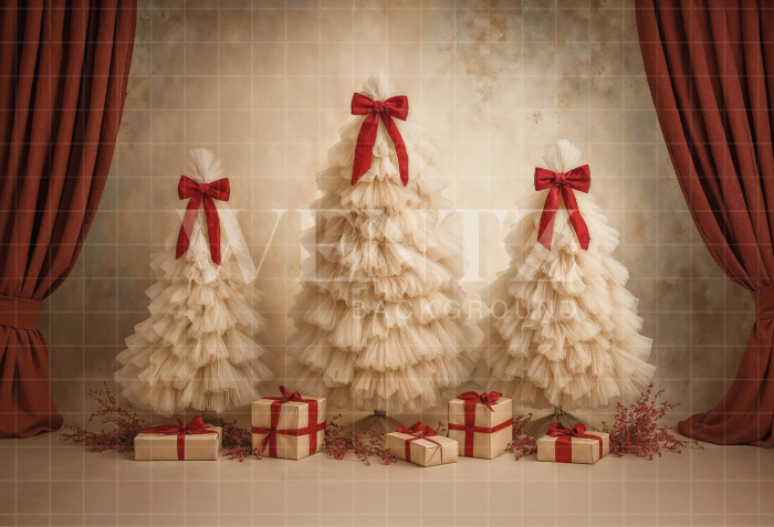 Fabric Photography Background Christmas Pine Trees / Backdrop 7444