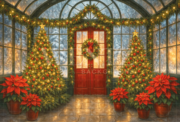 Fabric Photography Background Christmas Greenhouse / Backdrop 7459