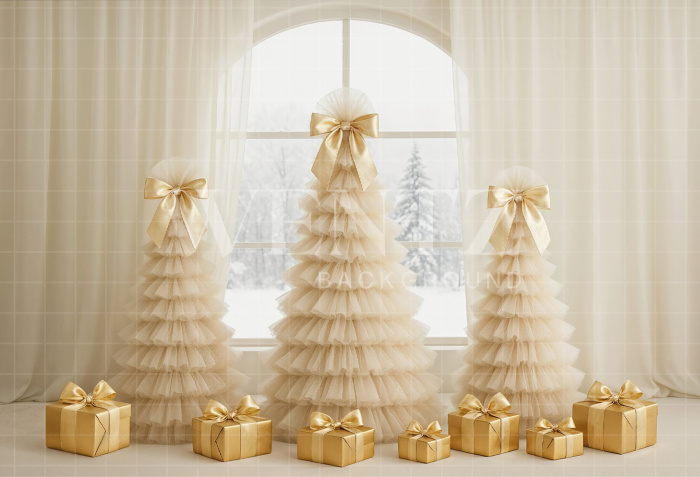 Fabric Photography Background Christmas Pine Trees / Backdrop 7457