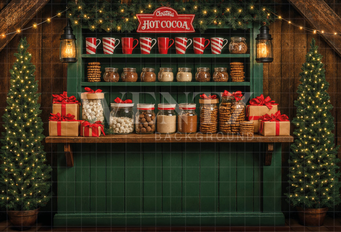 Fabric Photography Background Christmas Candy Cabinet / Backdrop 7379