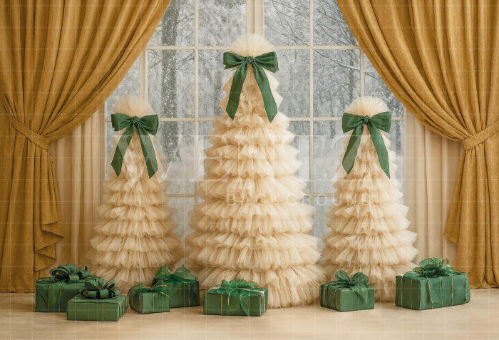 Fabric Photography Background Christmas Pine Trees / Backdrop 7474