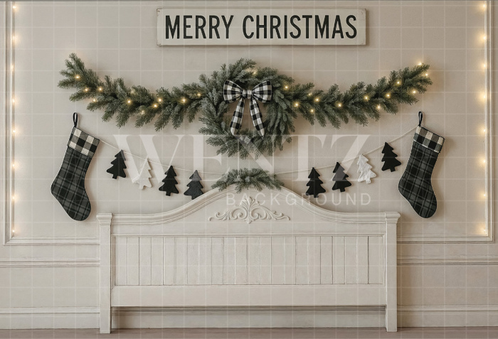 Fabric Photography Background Christmas Headboard / Backdrop 7478