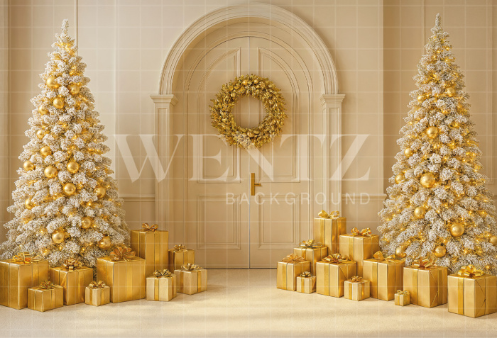 Fabric Photography Background Christmas Door / Backdrop 7490