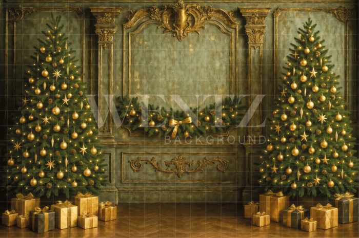 Fabric Photography Background Christmas Boiserie / Backdrop 7527