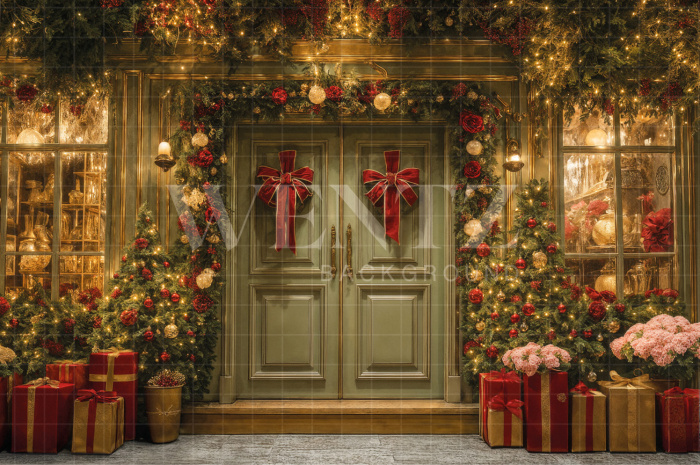 Fabric Photography Background Christmas Facade / Backdrop 7519