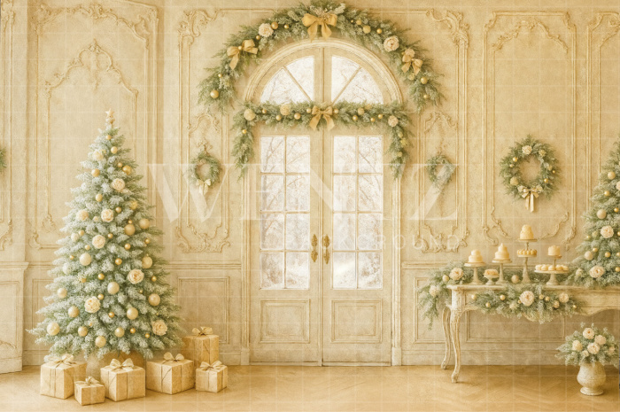 Fabric Photography Background Christmas Door / Backdrop 7523