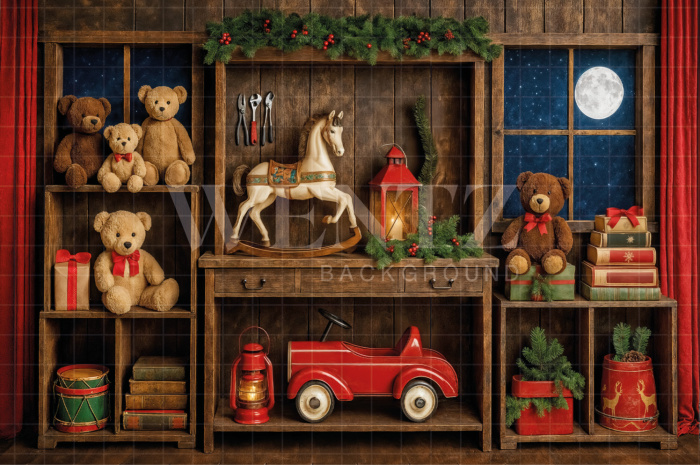 Fabric Photography Background Christmas Toys / Backdrop 7539