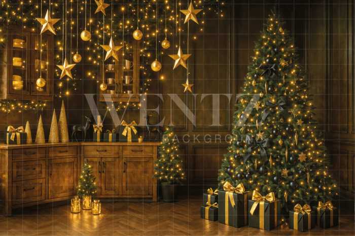 Fabric Photography Background Christmas Kitchen / Backdrop 7554