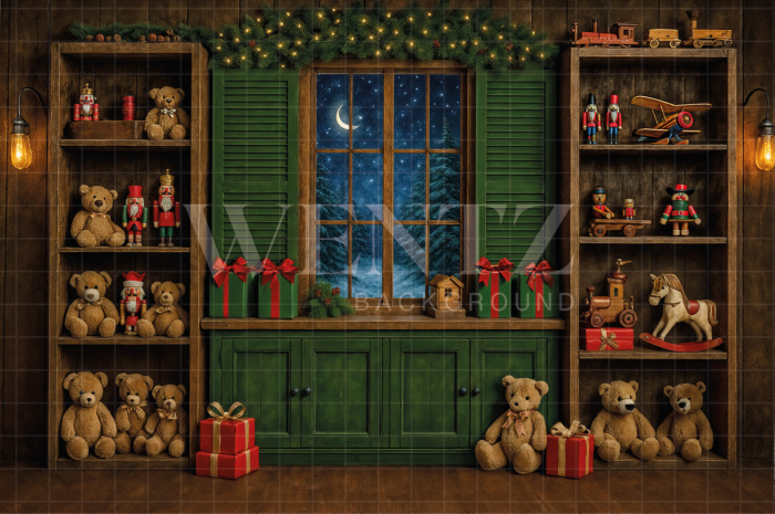 Fabric Photography Background Christmas Toys / Backdrop 7555