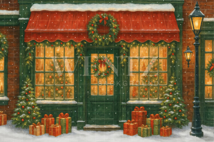 Fabric Photography Background Christmas Facade / Backdrop 7559