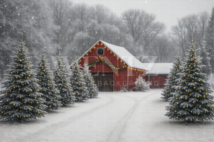 Fabric Photography Background Christmas Barn / Backdrop 7561