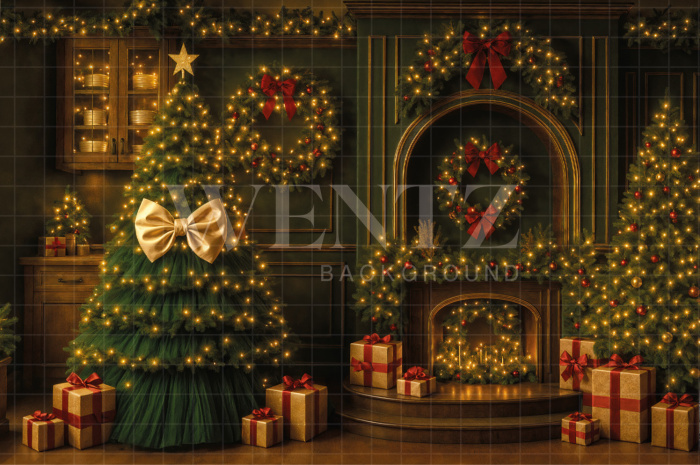 Fabric Photography Background Christmas Room / Backdrop 7565
