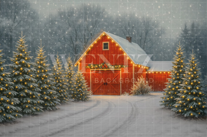 Fabric Photography Background Christmas Barn / Backdrop 7567